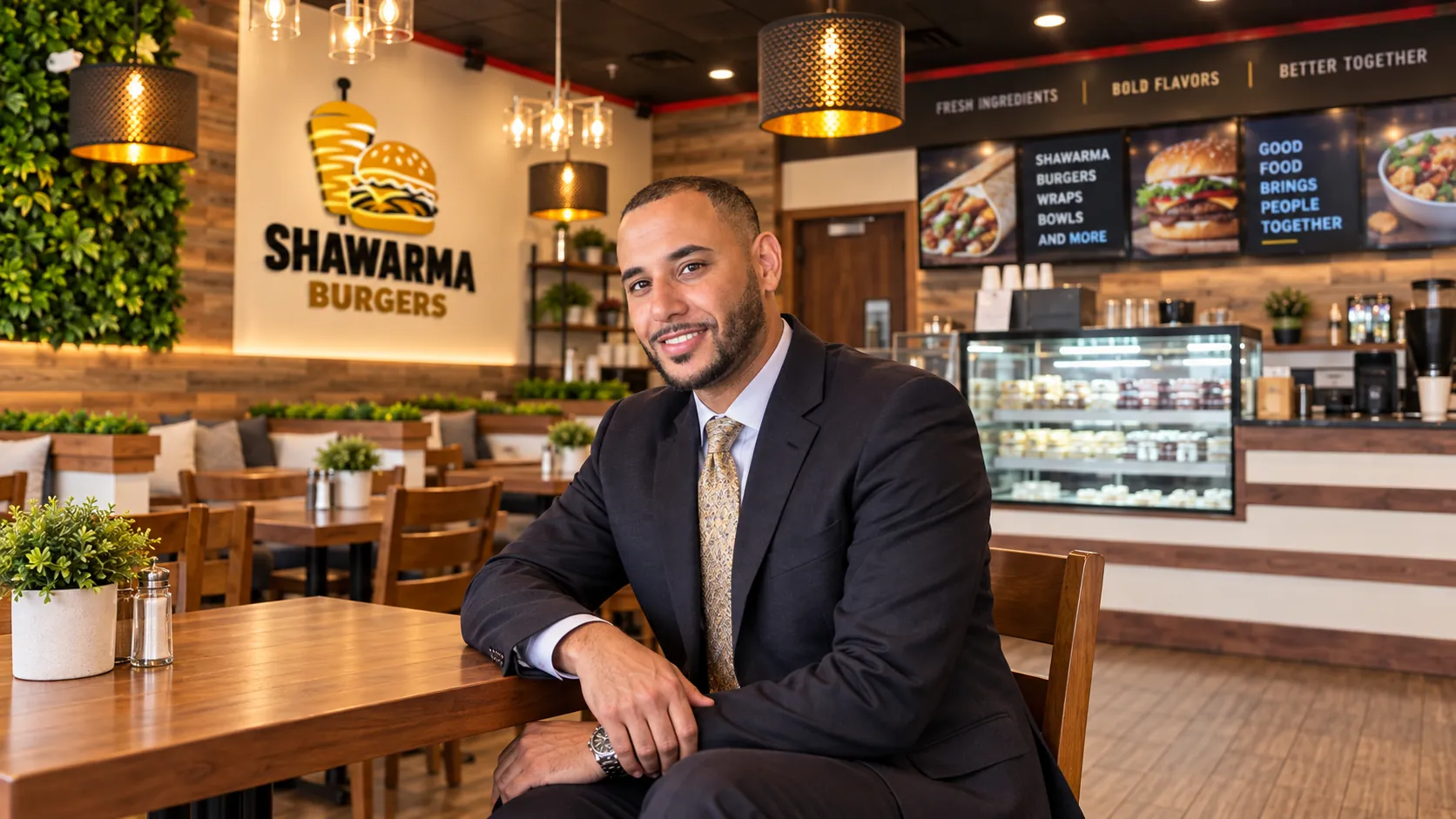 Rayed Almontaser, our founder, in the dining room